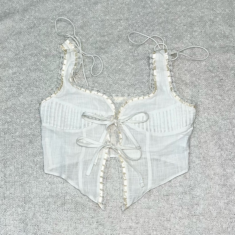 OH POLLY White lace tie cami